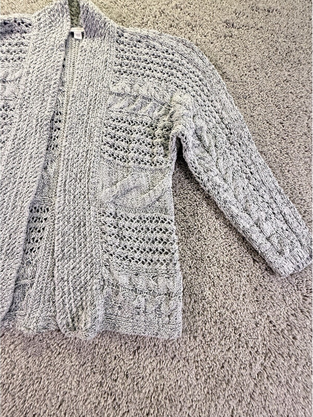 Pure Jill Size Small Open Knit Cardigan Gray Cotton Blend - Picture 6 of 13